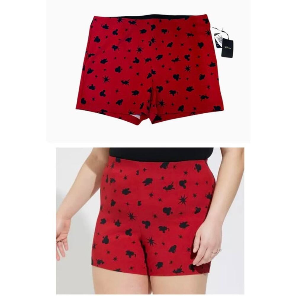 Torrid 3 (3X 22/24) Disney Mickey Mouse & Friends Americana Pull On Shorts Red